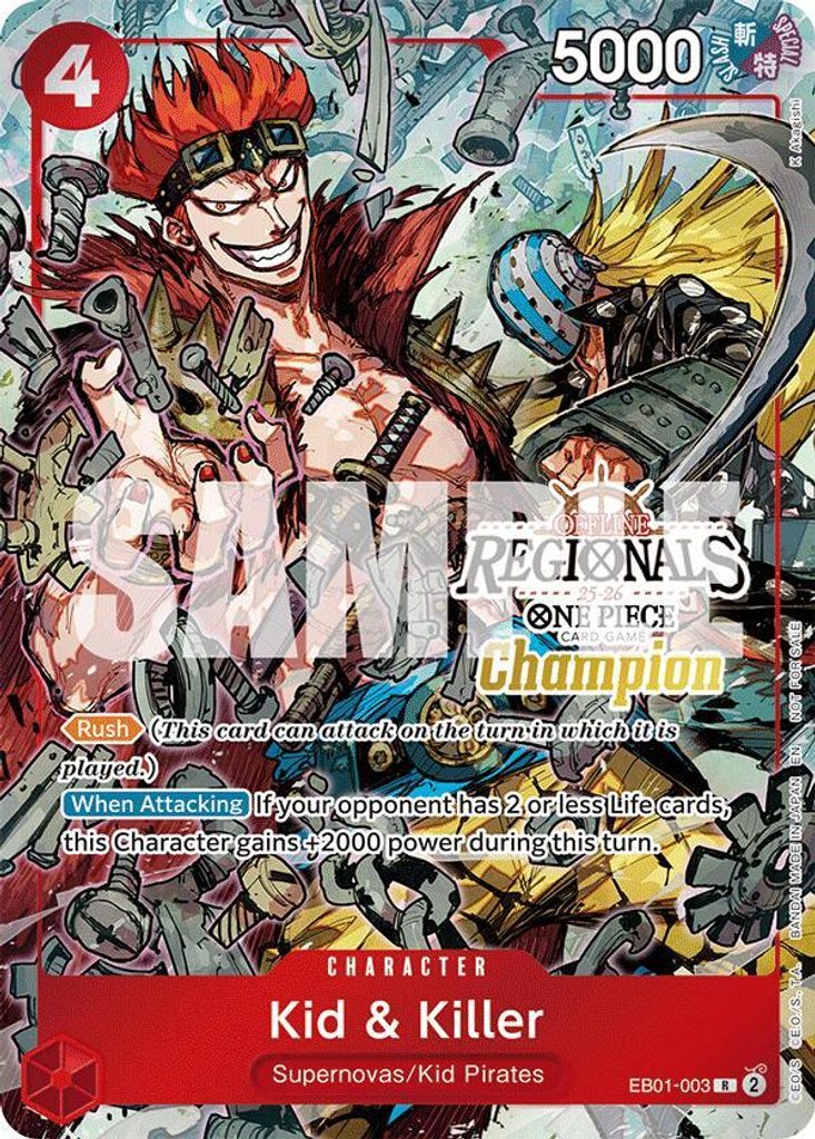 Kid & Killer EB01-003, the R printing from EB-01 of the One Piece Card Game