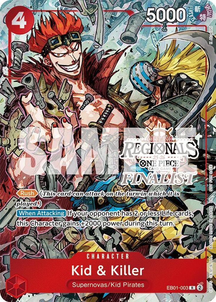 Kid & Killer EB01-003, the R printing from EB-01 of the One Piece Card Game