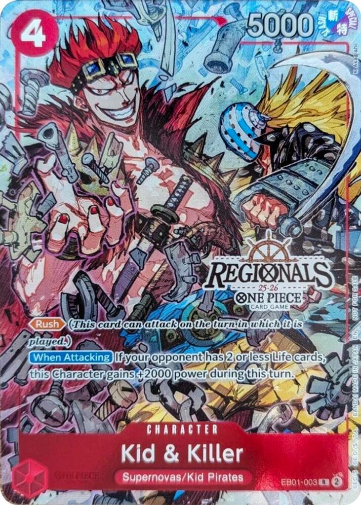 Kid & Killer EB01-003, the R printing from EB-01 of the One Piece Card Game