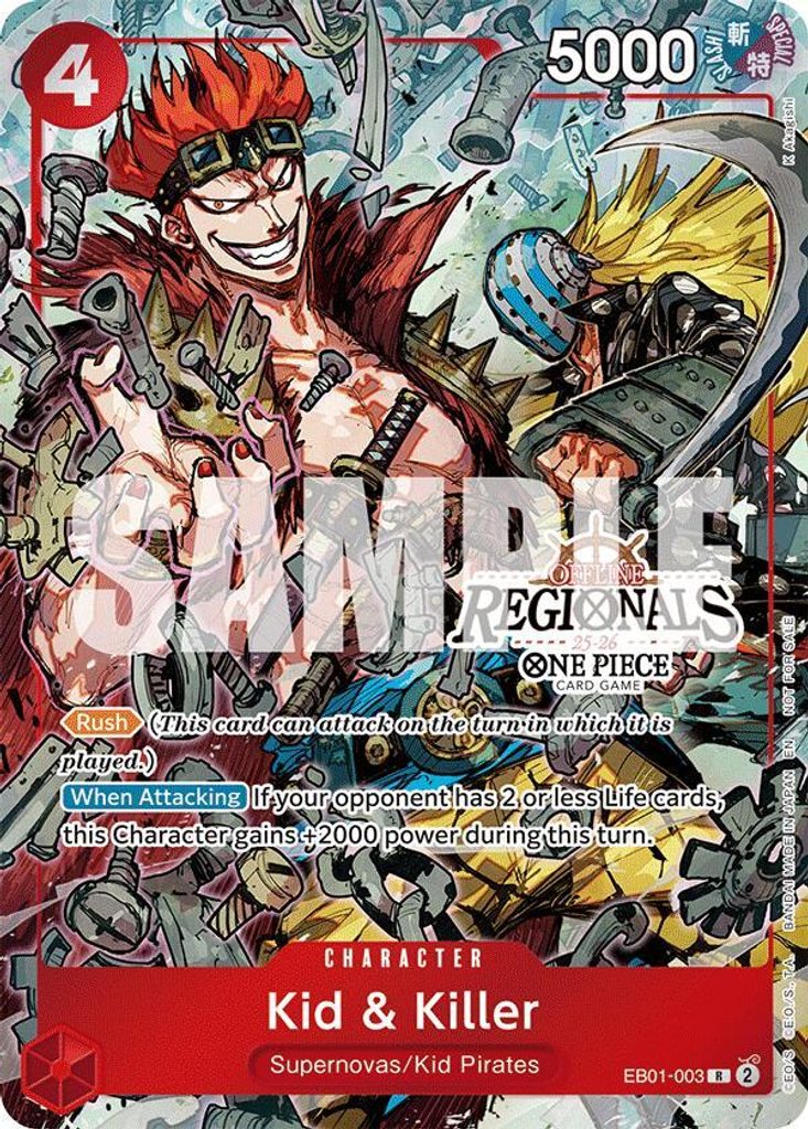 Kid & Killer EB01-003, the R printing from EB-01 of the One Piece Card Game