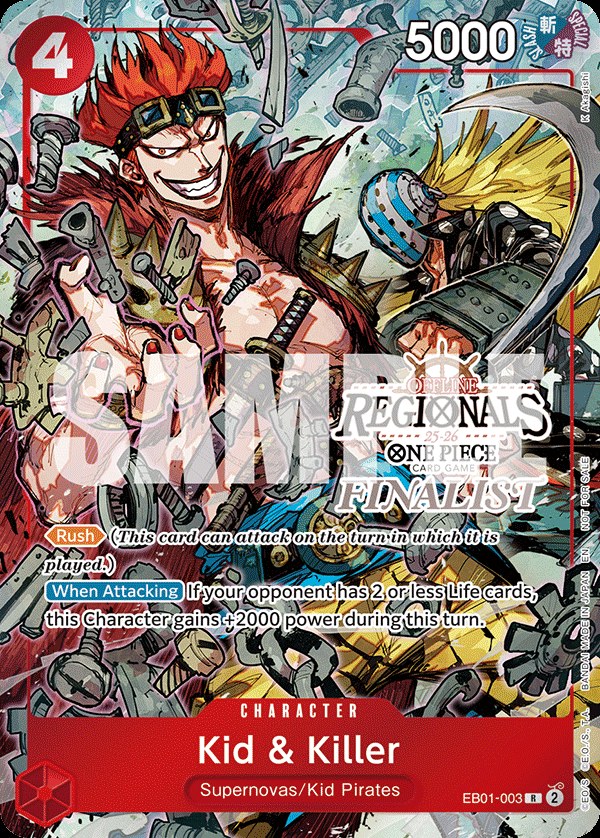 Kid & Killer EB01-003, the R printing from EB-01 of the One Piece Card Game