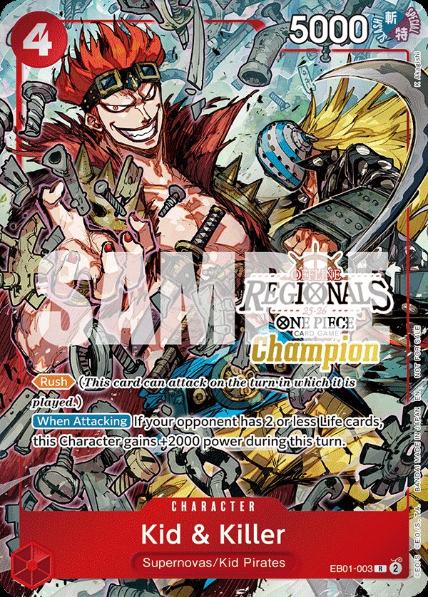 Kid & Killer EB01-003, the R printing from EB-01 of the One Piece Card Game