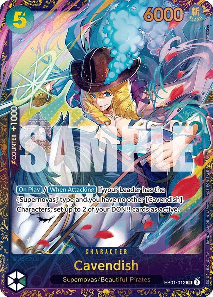 Cavendish EB01-012, the SR printing from EB-01 of the One Piece Card Game