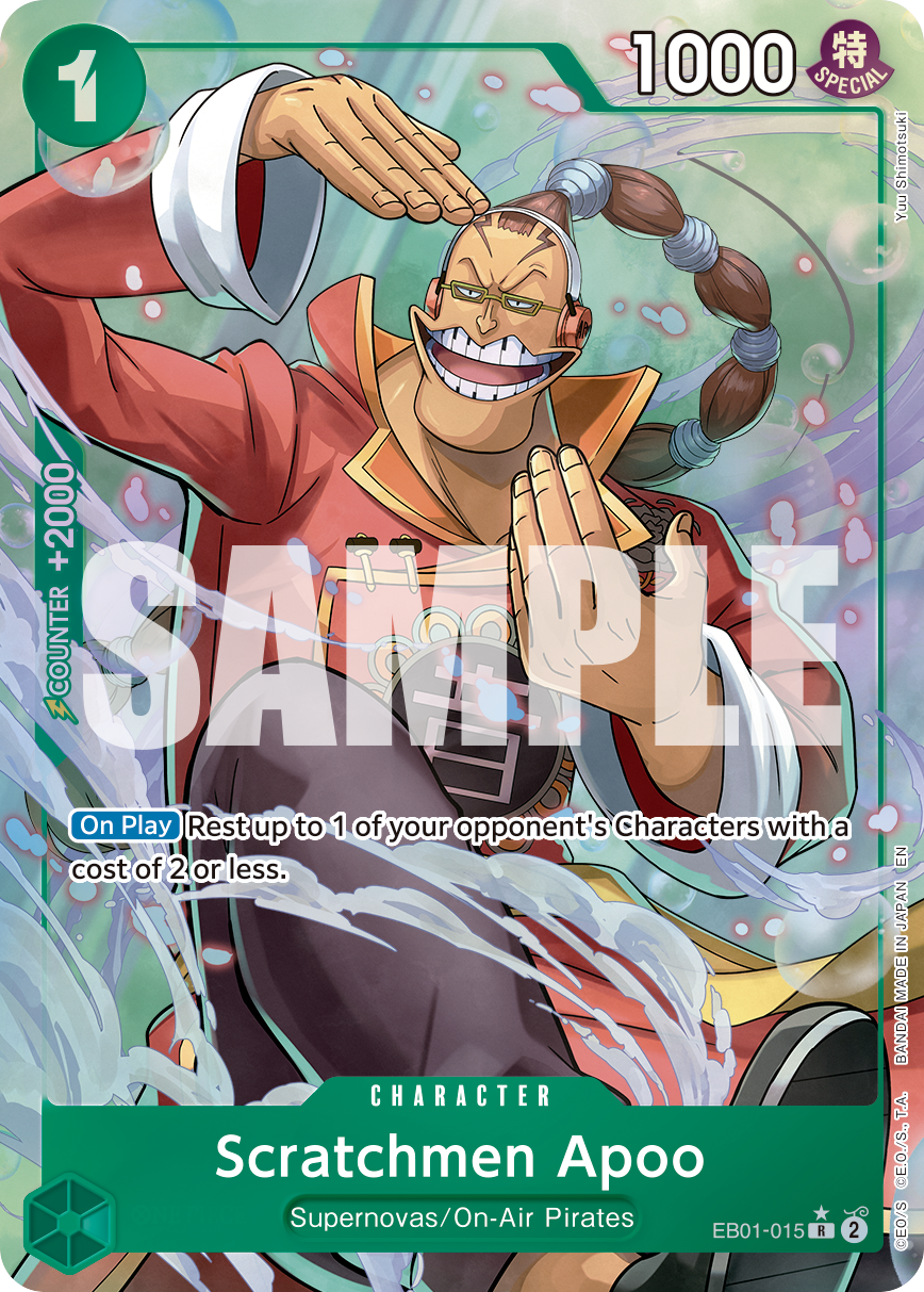 Scratchmen Apoo - EB01-015 EB01-015, the R printing from EB-01 of the One Piece Card Game