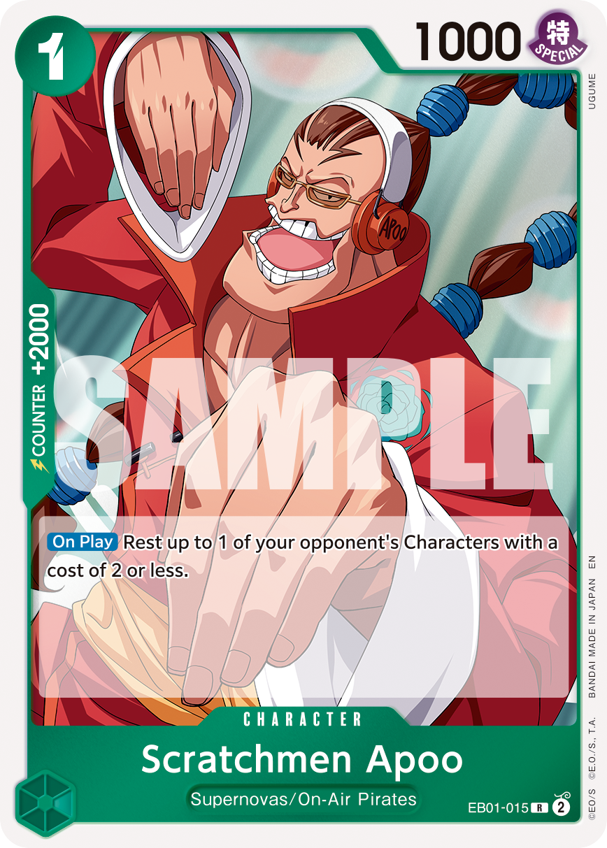 Scratchmen Apoo - EB01-015 EB01-015, the R printing from EB-01 of the One Piece Card Game