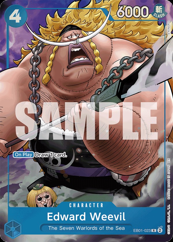Edward Weevil EB01-023, the R printing from EB-01 of the One Piece Card Game