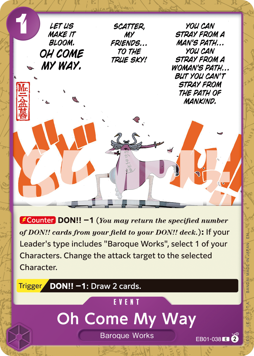 Oh Come My Way EB01-038, the C printing from EB-01 of the One Piece Card Game