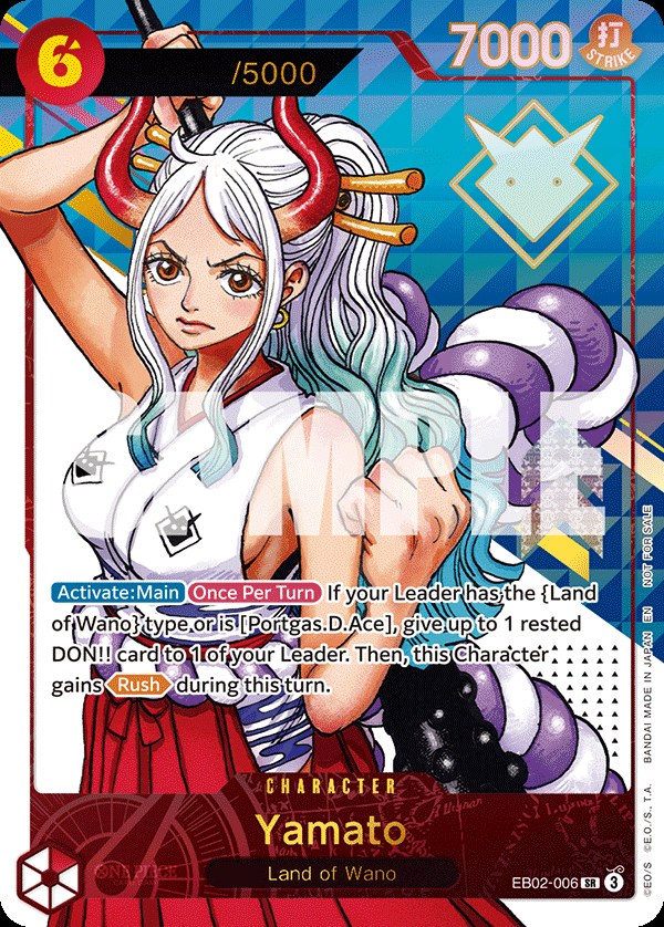 Yamato EB02-006, the SR printing from EB-02 of the One Piece Card Game