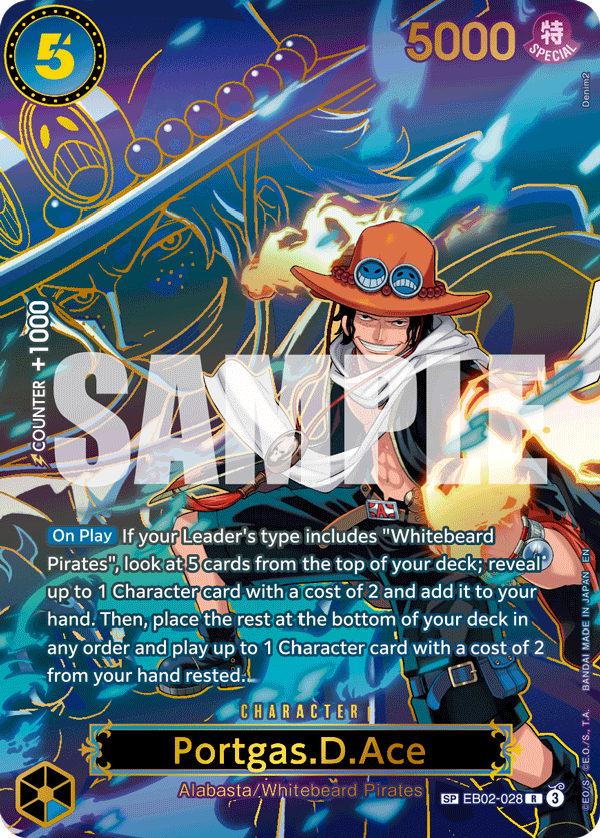 Portgas.D.Ace - EB02-028 EB02-028, the R printing from EB-02 of the One Piece Card Game