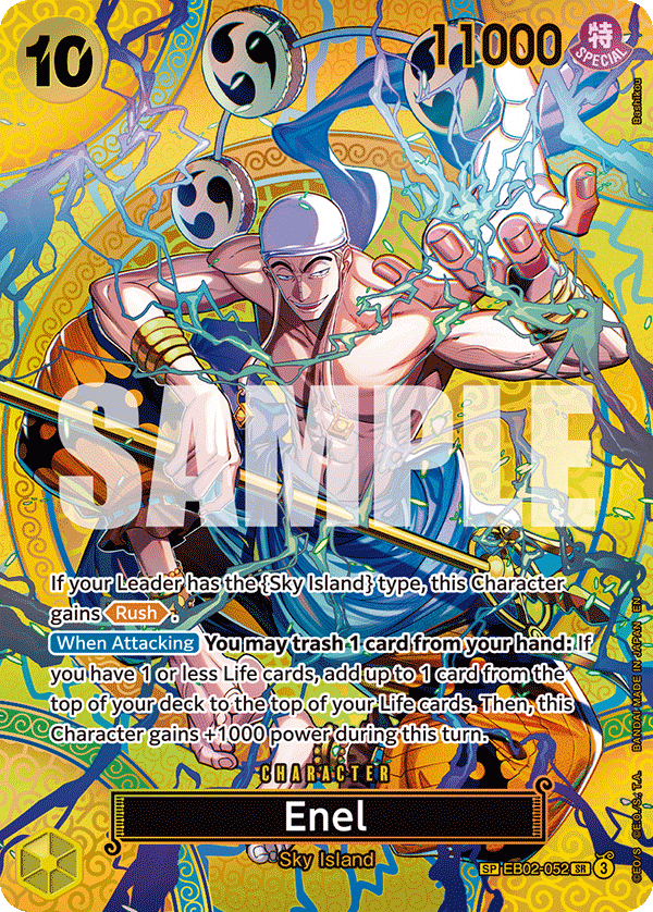 Enel EB02-052, the SR printing from EB-02 of the One Piece Card Game