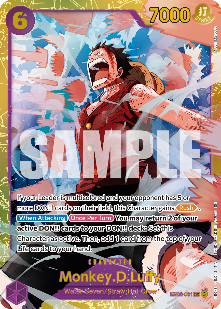 Monkey D. Luffy EB02-061, the SEC printing from EB-02 of the One Piece Card Game