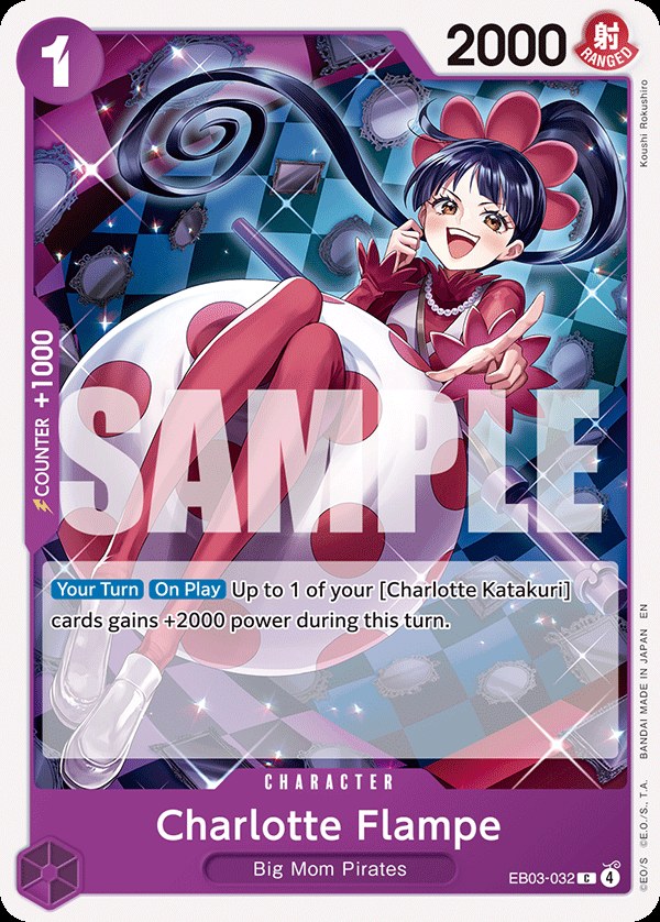 Charlotte Flampe EB03-032, the C printing from EB-03 of the One Piece Card Game