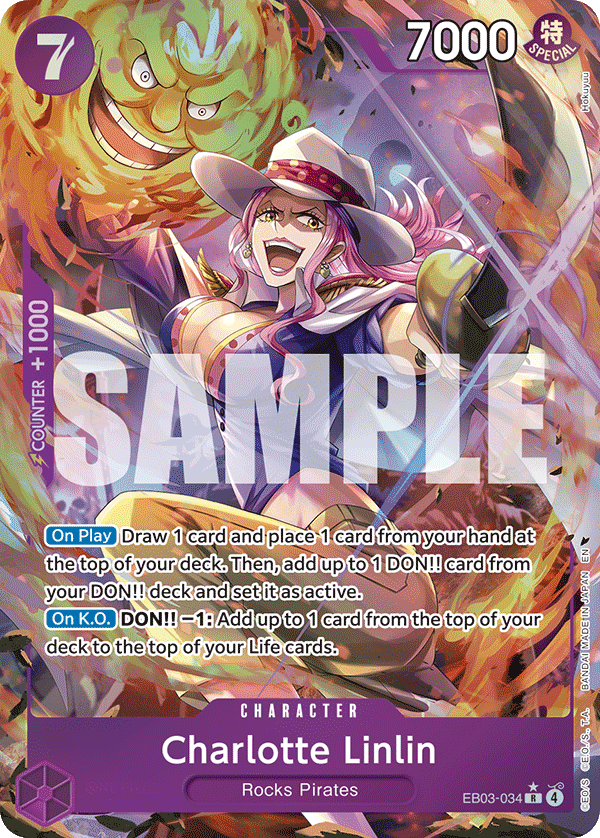 Charlotte Linlin EB03-034, the R printing from EB-03 of the One Piece Card Game