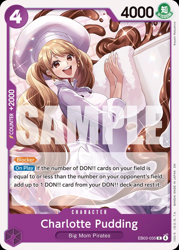 Charlotte Pudding EB03-035, the R printing from EB-03 of the One Piece Card Game