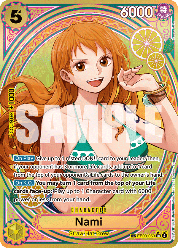 Nami (053) EB03-053, the SP printing from EB-03 of the One Piece Card Game