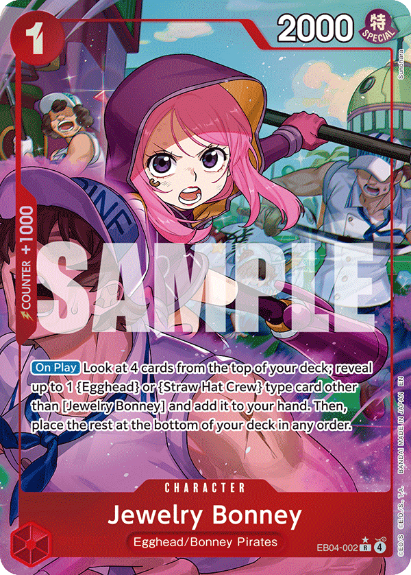 Jewelry Bonney (EB04-002) EB04-002, the R printing from EB-04 of the One Piece Card Game