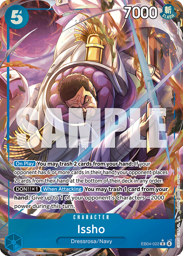 Issho - EB04-022 EB04-022, the R printing from EB-04 of the One Piece Card Game