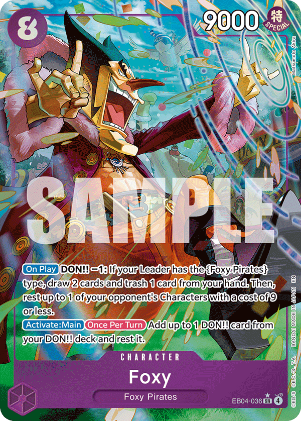 Foxy EB04-036, the SR printing from EB-04 of the One Piece Card Game