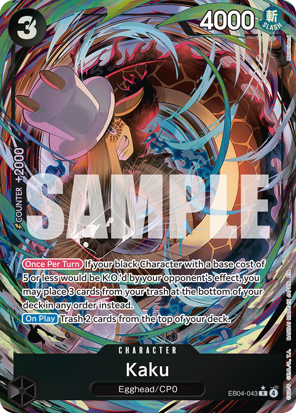 Kaku EB04-043, the R printing from EB-04 of the One Piece Card Game