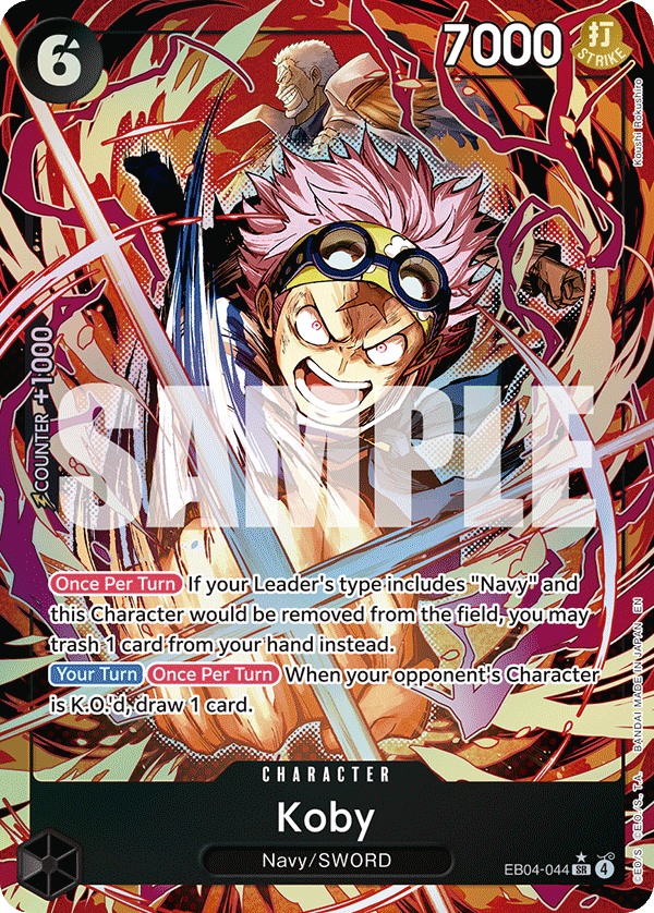 Koby (EB04-044) EB04-044, the SR printing from EB-04 of the One Piece Card Game