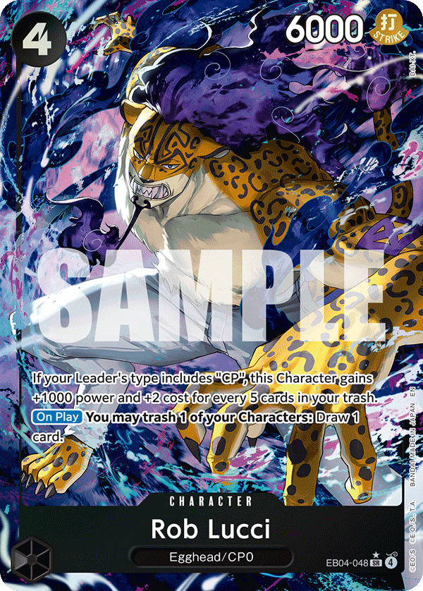 Rob Lucci EB04-048, the SR printing from EB-04 of the One Piece Card Game