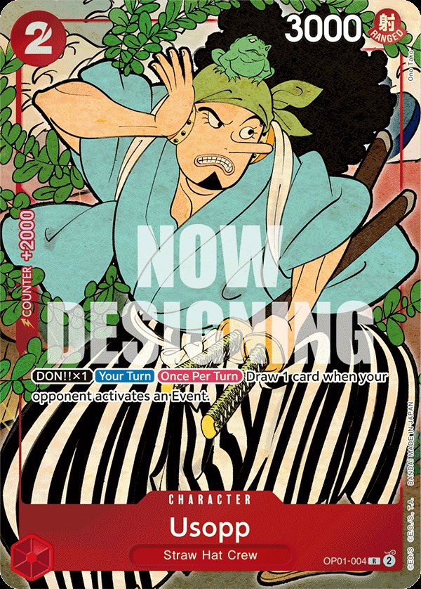 Usopp OP01-004, the R printing from OP-01 of the One Piece Card Game