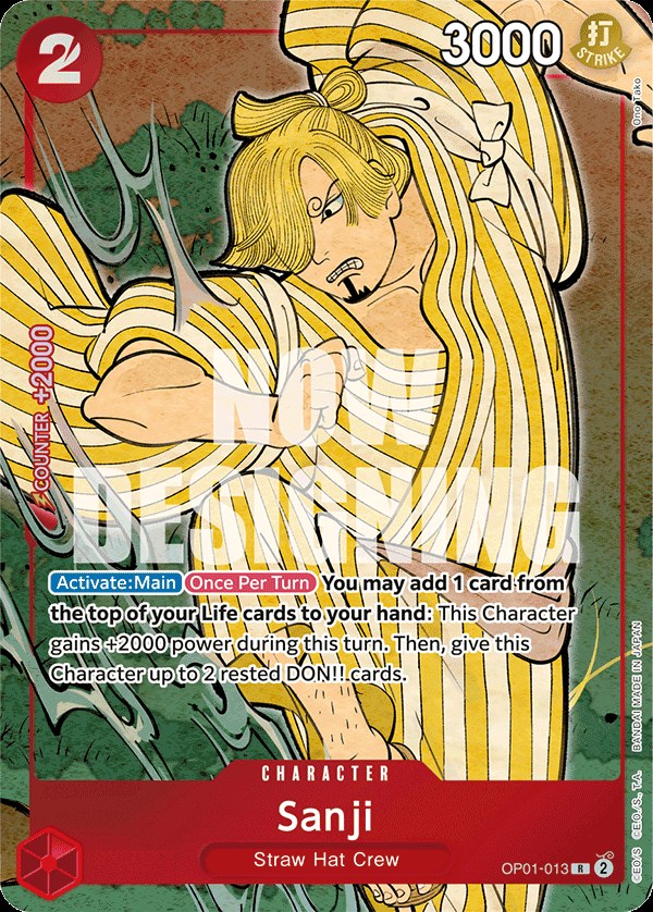 Sanji OP01-013, the R printing from OP-01 of the One Piece Card Game