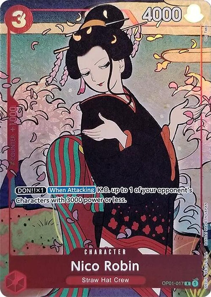 Nico Robin OP01-017, the R printing from OP-01 of the One Piece Card Game