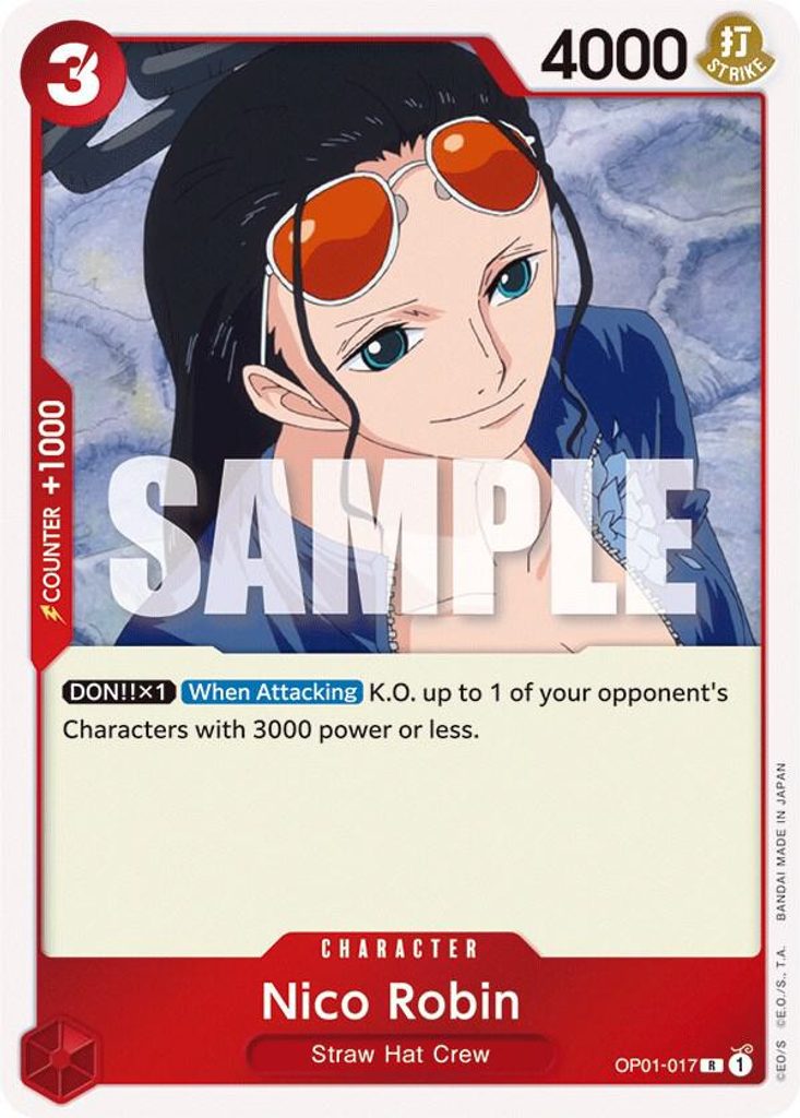 Nico Robin OP01-017, the R printing from OP-01 of the One Piece Card Game