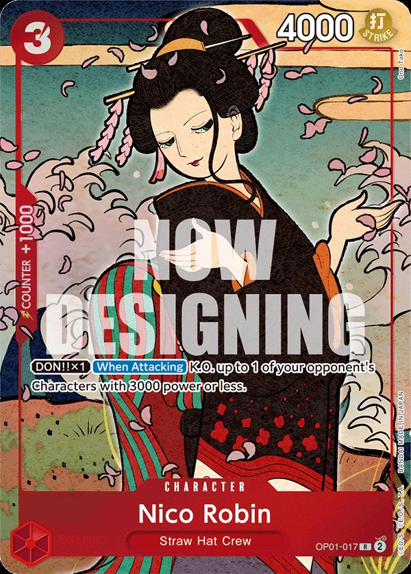Nico Robin OP01-017, the R printing from OP-01 of the One Piece Card Game