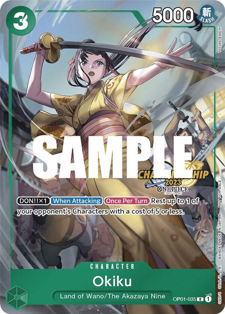 Okiku OP01-035, the R printing from OP-01 of the One Piece Card Game