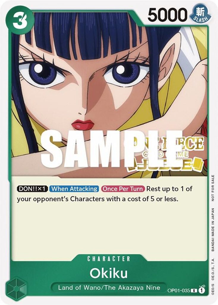 Okiku OP01-035, the R printing from OP-01 of the One Piece Card Game