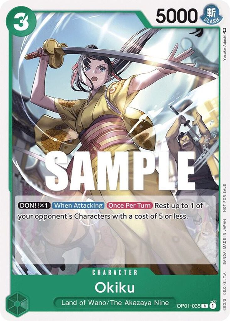 Okiku OP01-035, the R printing from OP-01 of the One Piece Card Game