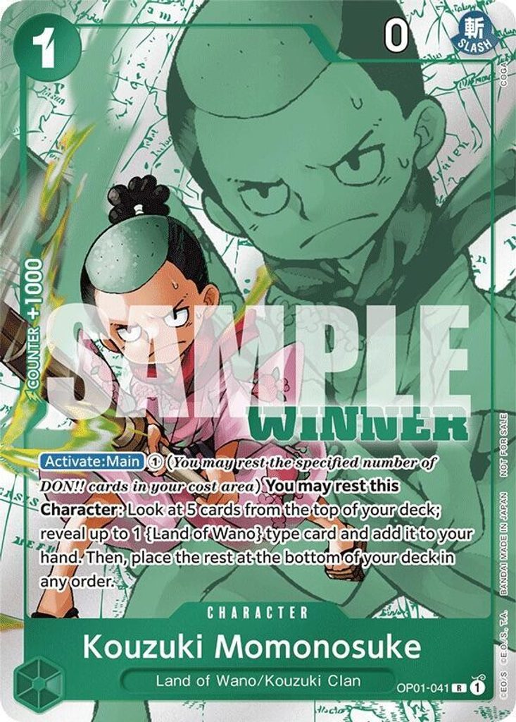 Kouzuki Momonosuke OP01-041, the R printing from OP-01 of the One Piece Card Game