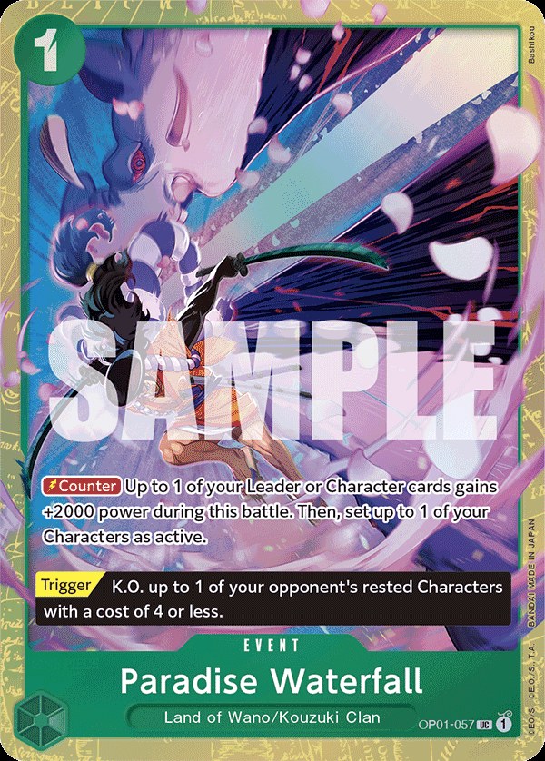 Paradise Waterfall OP01-057, the UC printing from OP-01 of the One Piece Card Game