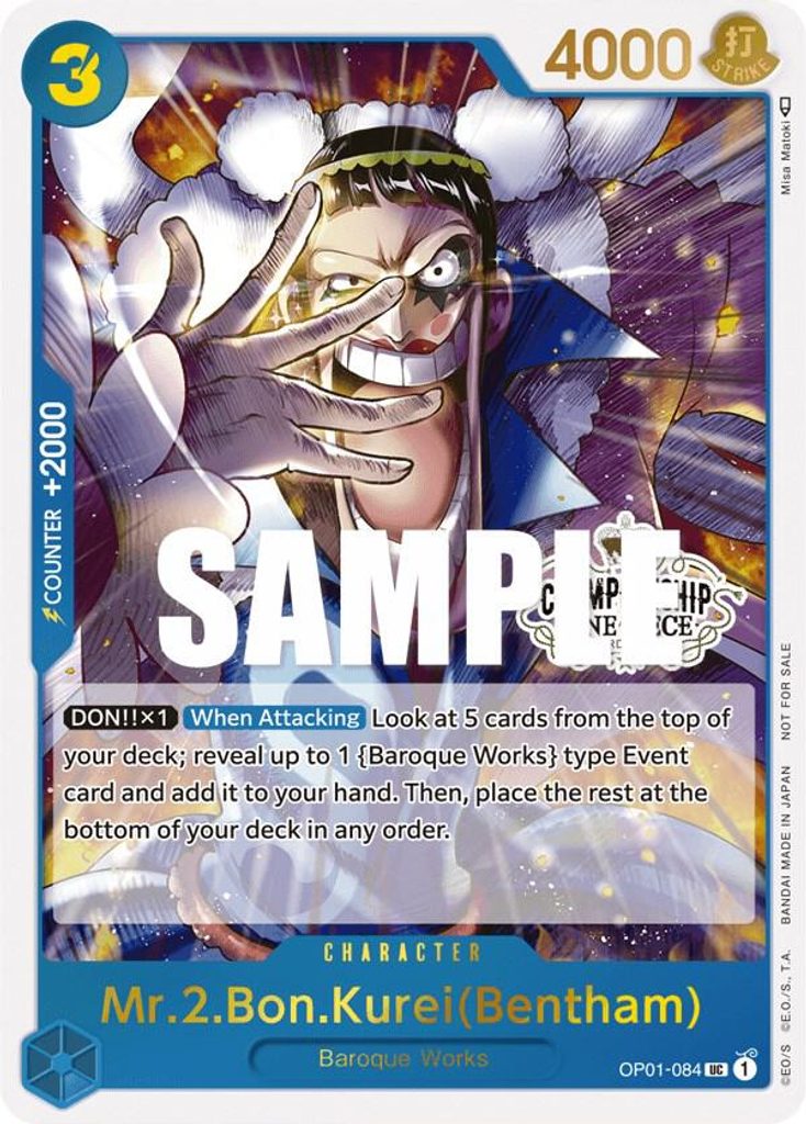 Mr.2.Bon.Kurei Bentham OP01-084, the UC printing from OP-01 of the One Piece Card Game