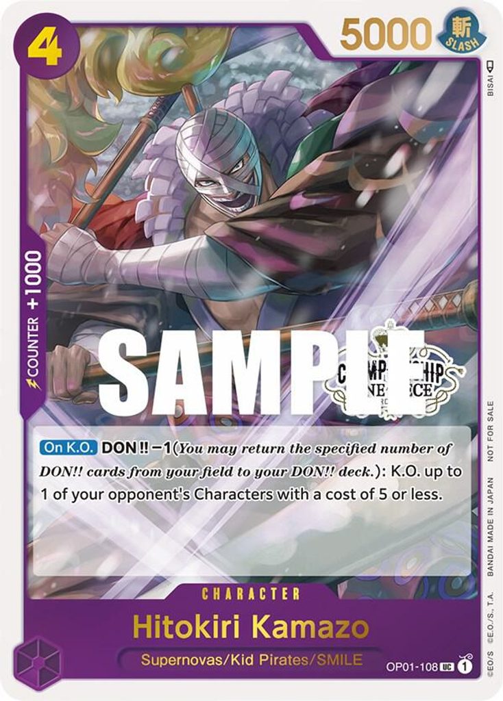 Hitokiri Kamazo OP01-108, the UC printing from OP-01 of the One Piece Card Game