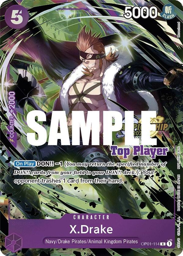 X.Drake OP01-114, the R printing from OP-01 of the One Piece Card Game