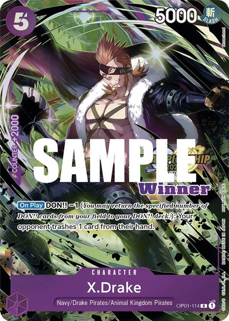 X.Drake OP01-114, the R printing from OP-01 of the One Piece Card Game
