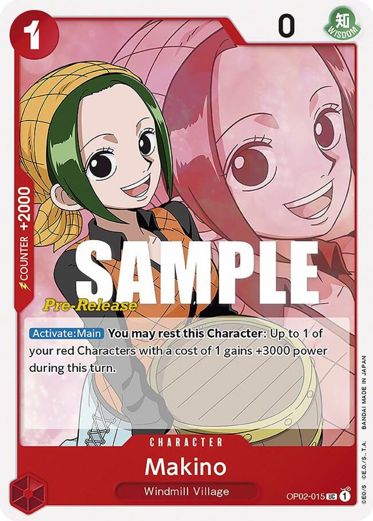 Makino OP02-015, the UC printing from OP-02 of the One Piece Card Game