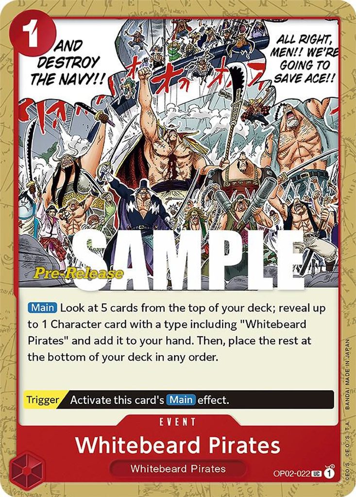 Whitebeard Pirates OP02-022, the UC printing from OP-02 of the One Piece Card Game
