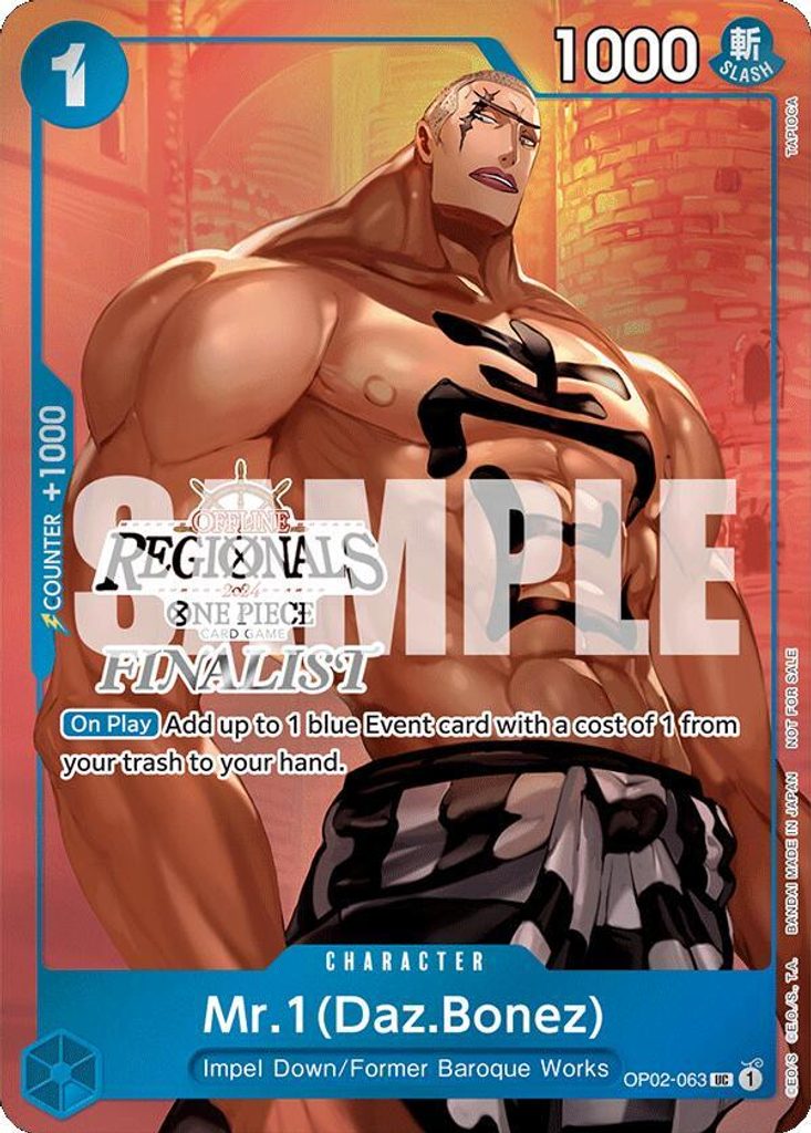 Mr.1 Daz.Bonez OP02-063, the UC printing from OP-02 of the One Piece Card Game