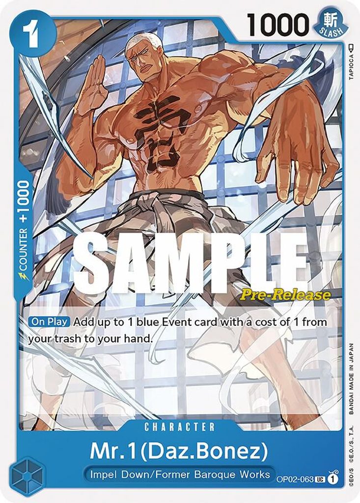 Mr.1 Daz.Bonez OP02-063, the UC printing from OP-02 of the One Piece Card Game