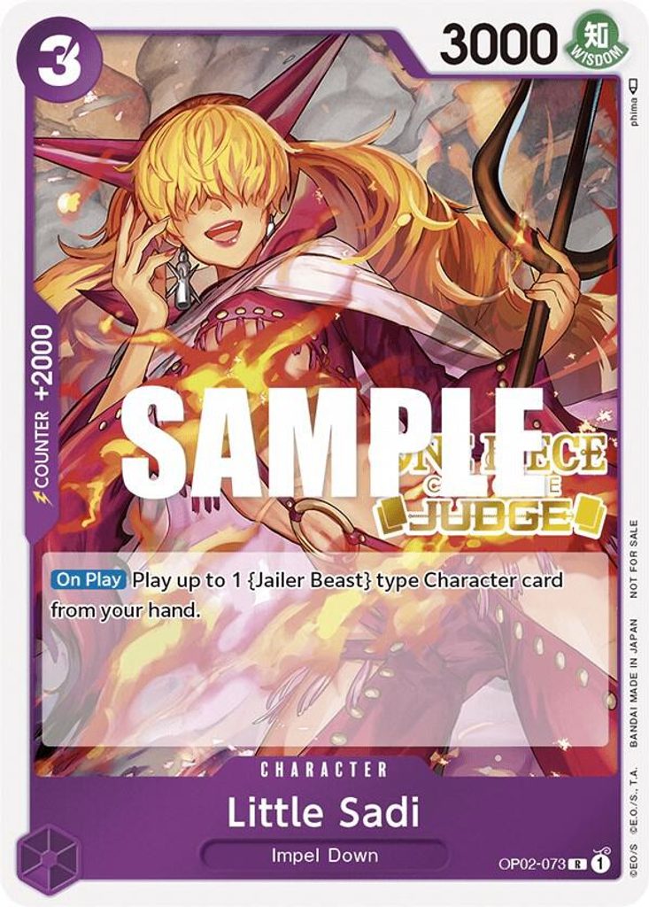 Little Sadi OP02-073, the R printing from OP-02 of the One Piece Card Game