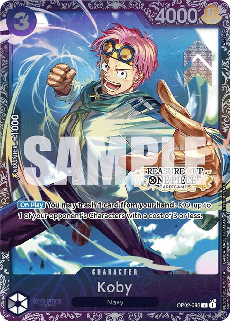 Koby OP02-098, the R printing from OP-02 of the One Piece Card Game