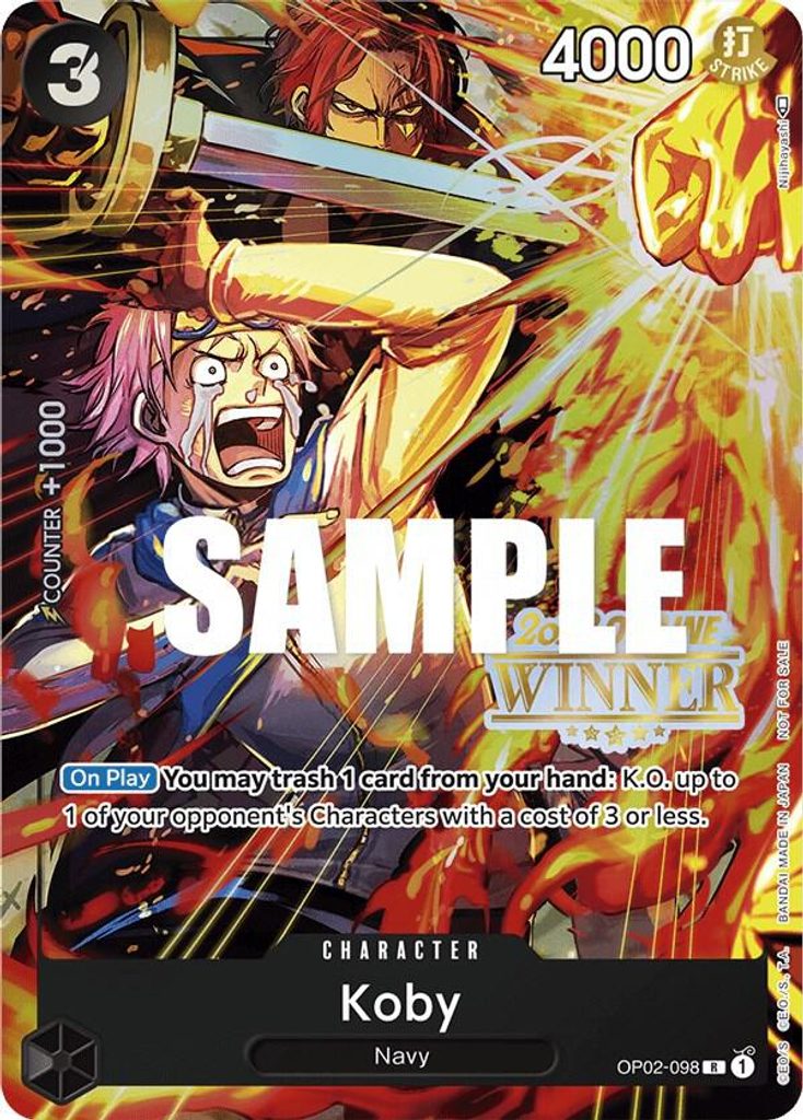 Koby OP02-098, the R printing from OP-02 of the One Piece Card Game