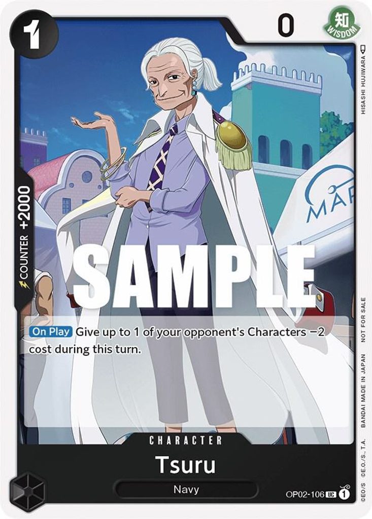 Tsuru OP02-106, the UC printing from OP-02 of the One Piece Card Game