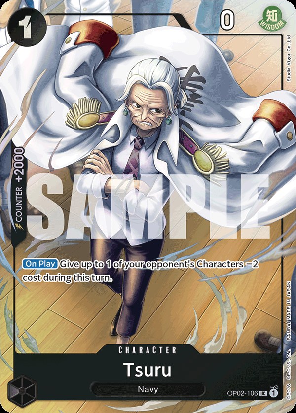 Tsuru OP02-106, the UC printing from OP-02 of the One Piece Card Game