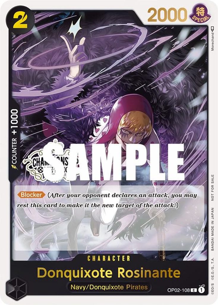 Donquixote Rosinante OP02-108, the C printing from OP-02 of the One Piece Card Game