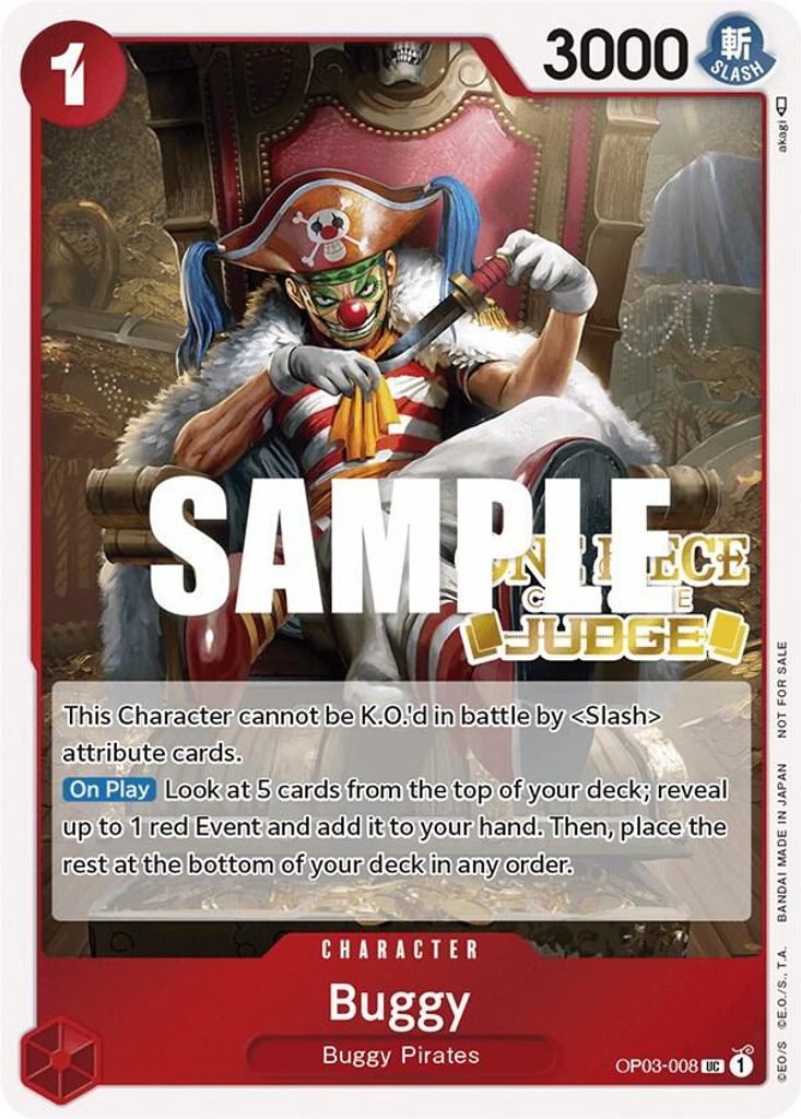 Buggy OP03-008, the UC printing from OP-03 of the One Piece Card Game
